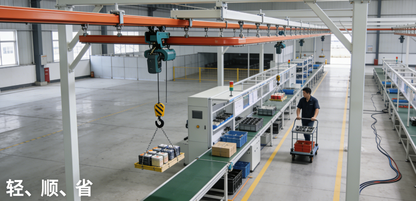 无横梁式KBK系统，如何以简化设计实现轻载物料高效流转？