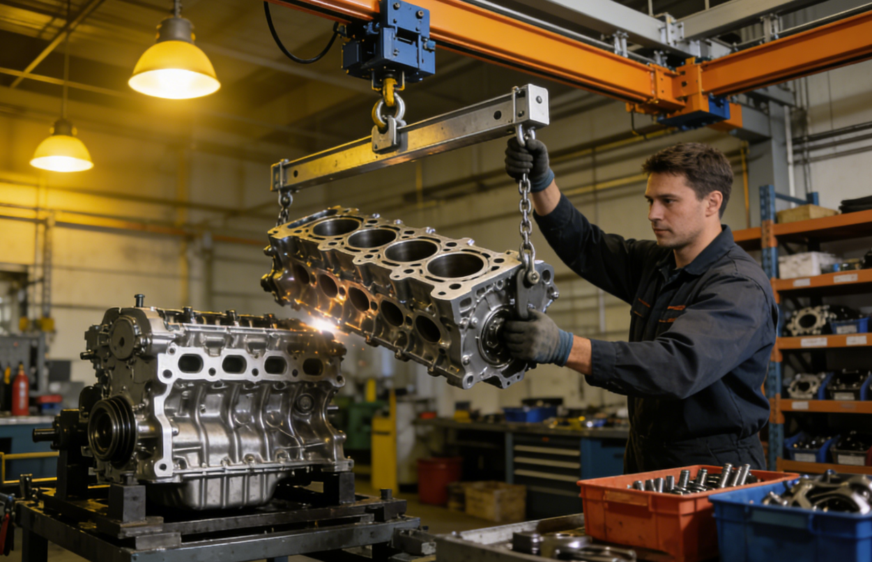 发动机装配线精度“卡脖子”？KBK刚性起重机如何实现±1mm稳定吊装