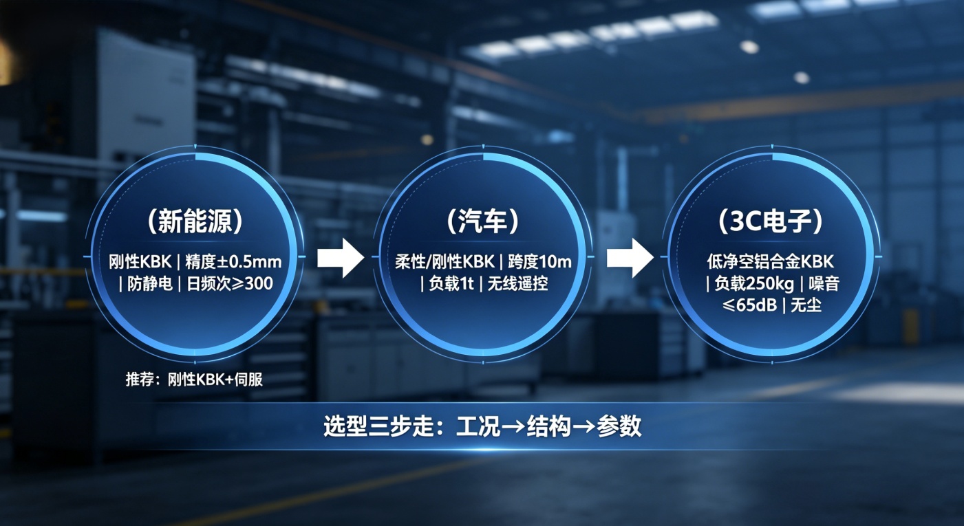 新能源汽车3C电子KBK选型参数对比图 新能源汽车3C电子KBK选型参数对比图