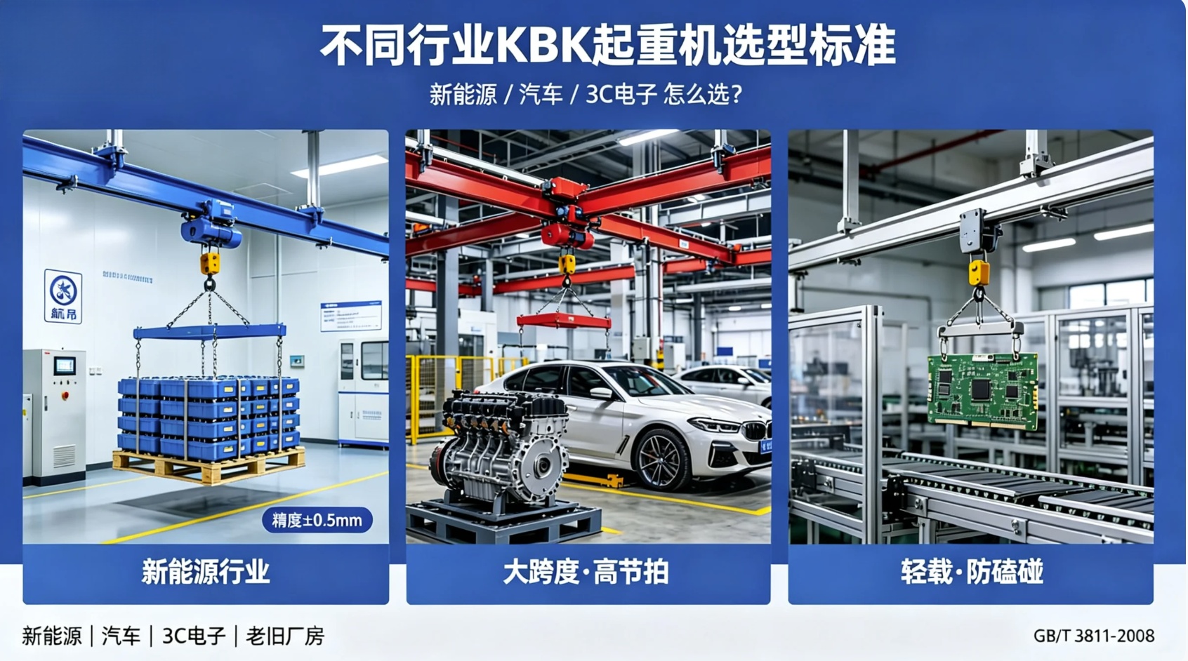 新能源汽车3C电子KBK起重机选型对比图 新能源汽车3C电子KBK起重机选型对比图