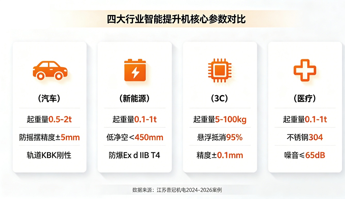 汽车新能源3C医疗智能提升机参数对比表 汽车新能源3C医疗智能提升机参数对比表