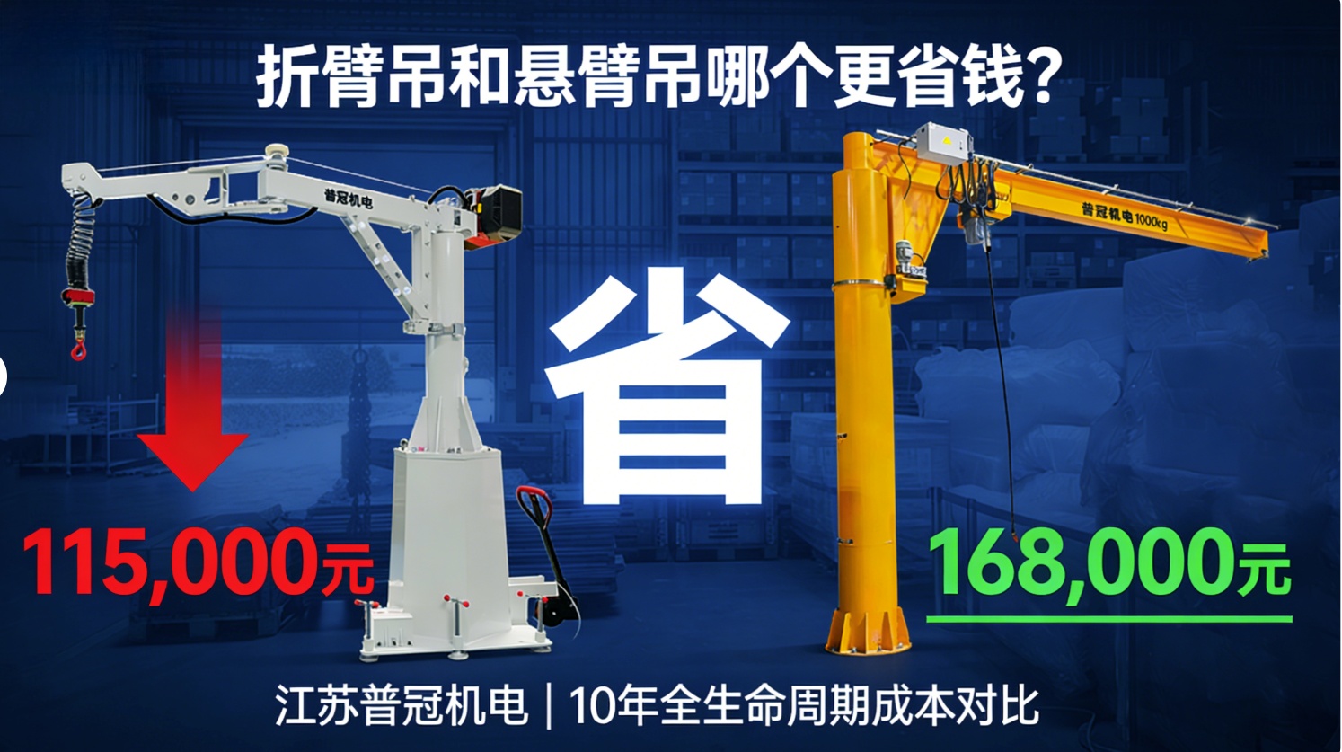 折臂吊和悬臂吊哪个更省钱？算清这笔账，别再买错设备白花钱