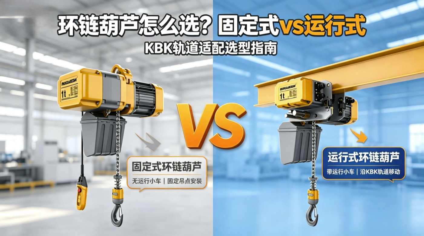 运行式环链葫芦和固定式怎么选？KBK 轨道适配哪种？