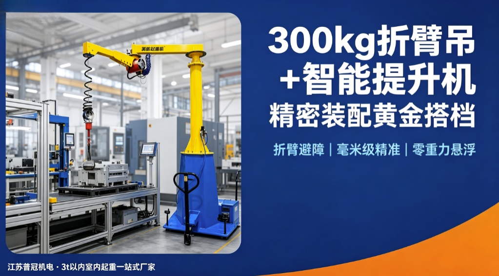 300kg折臂吊+智能提升机：精密装配工位的黄金搭档